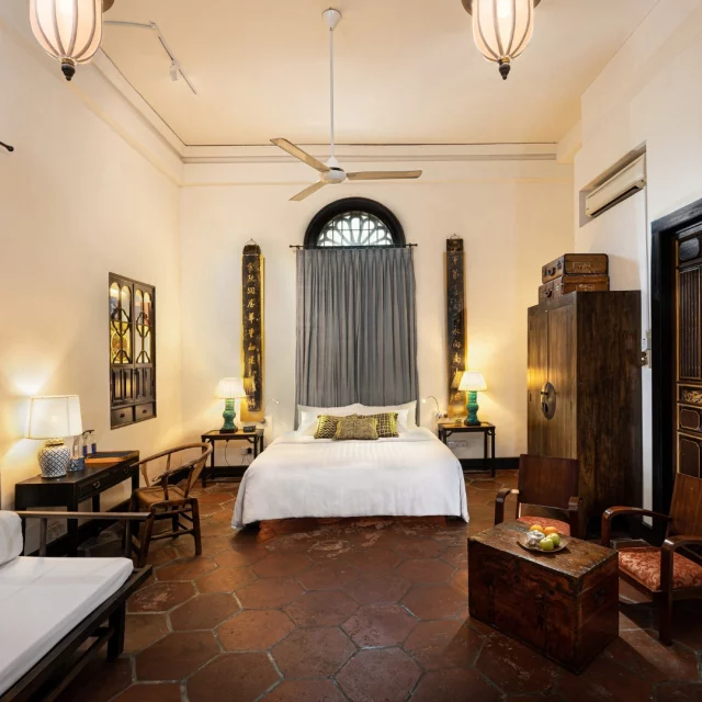 Image 80: Our Scholar room, a tribute to Cheong Fatt Tze’s intellectual pursuits, offers a serene haven for those seeking inspiration. Experience the tranquillity of a bygone era while indulging in the modern comforts of our elegant accommodations.
